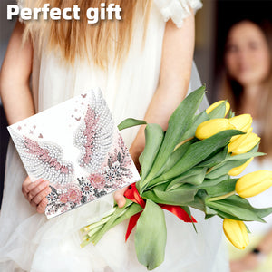 6PCS DIY Diamond Art Greeting Cards Flower Wings Congratulations Cards  Gifts