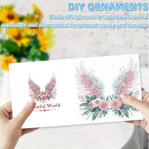 6PCS DIY Diamond Art Greeting Cards Flower Wings Congratulations Cards  Gifts