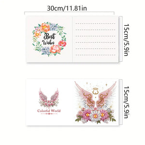 6PCS DIY Diamond Art Greeting Cards Flower Wings Congratulations Cards  Gifts