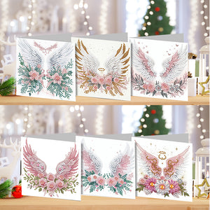 6PCS DIY Diamond Art Greeting Cards Flower Wings Congratulations Cards  Gifts
