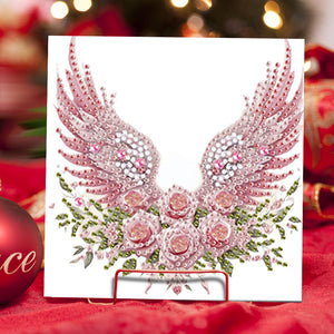 6PCS DIY Diamond Art Greeting Cards Flower Wings Congratulations Cards  Gifts