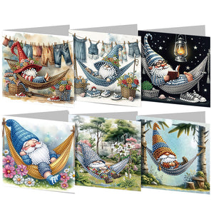 6PCS DIY Diamond Art Greeting Cards Gnome Theme Congratulations Cards  Gifts