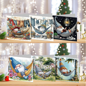 6PCS DIY Diamond Art Greeting Cards Gnome Theme Congratulations Cards  Gifts
