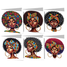 Load image into Gallery viewer, 6PCS DIY Diamond Art Greeting Cards Black Girl Congratulations Cards  Gifts
