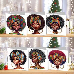 6PCS DIY Diamond Art Greeting Cards Black Girl Congratulations Cards  Gifts