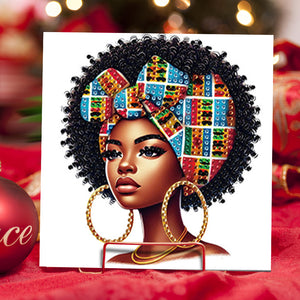 6PCS DIY Diamond Art Greeting Cards Black Girl Congratulations Cards  Gifts