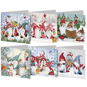 6PCS DIY Diamond Art Greeting Cards Gnome Theme Congratulations Cards  Gifts