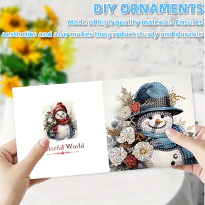 6PCS DIY Diamond Art Greeting Cards Snowman Theme Congratulations Cards  Gifts