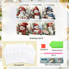 Load image into Gallery viewer, 6PCS DIY Diamond Art Greeting Cards Snowman Theme Congratulations Cards  Gifts
