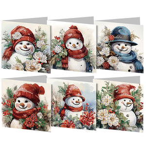 6PCS DIY Diamond Art Greeting Cards Snowman Theme Congratulations Cards  Gifts