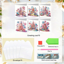 Load image into Gallery viewer, 6PCS DIY Diamond Art Greeting Cards Candy Castle Congratulations Cards  Gifts
