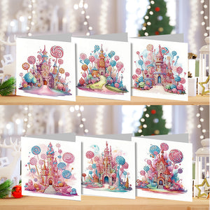 6PCS DIY Diamond Art Greeting Cards Candy Castle Congratulations Cards  Gifts