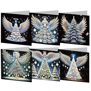 6PCS DIY Diamond Art Greeting Cards Angel Theme Congratulations Cards  Gifts