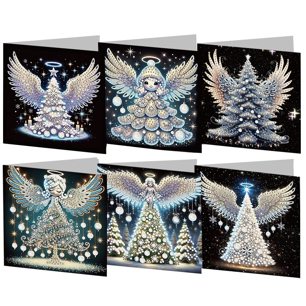 6PCS DIY Diamond Art Greeting Cards Angel Theme Congratulations Cards  Gifts