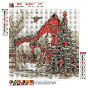 Christmas Horse 30*30CM(Canvas) Full Round Drill Diamond Painting
