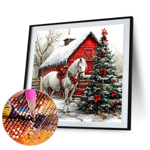 Christmas Horse 30*30CM(Canvas) Full Round Drill Diamond Painting