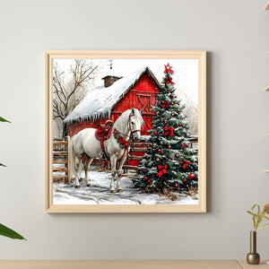 Christmas Horse 30*30CM(Canvas) Full Round Drill Diamond Painting