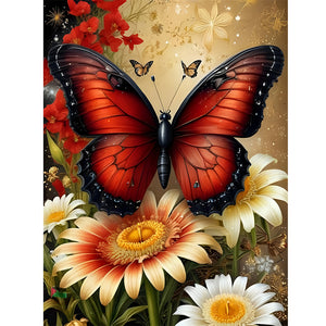 Butterfly Daisy 30*40CM(Canvas) Full Round Drill Diamond Painting