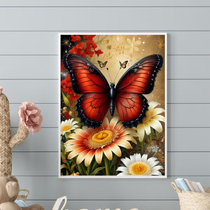 Butterfly Daisy 30*40CM(Canvas) Full Round Drill Diamond Painting