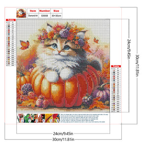 Halloween Pumpkin Cat 40*40CM(Canvas) Full Round Drill Diamond Painting