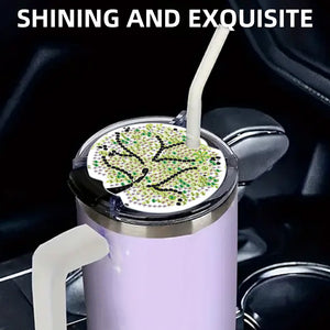 8pcs Tree DIY Diamond Art Cup Lid Accessories Bling Tumbler Lid Plate