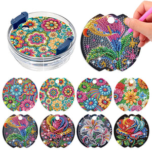 8pcs Rose DIY Diamond Art Cup Lid Accessories Bling Tumbler Lid Plate
