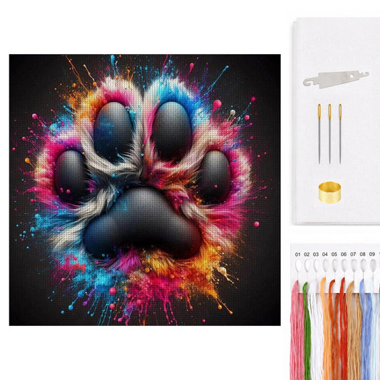 Colorful Paws - Full 11CT Counted Cross Stitch 40x40CM - Yishu
