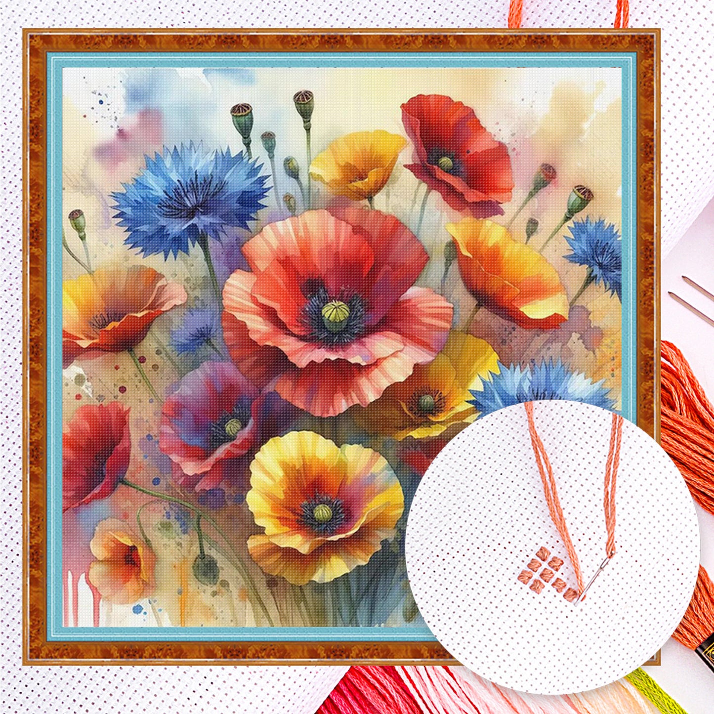 Poppy - Full 11CT Counted Cross Stitch 40x40CM - Huacan
