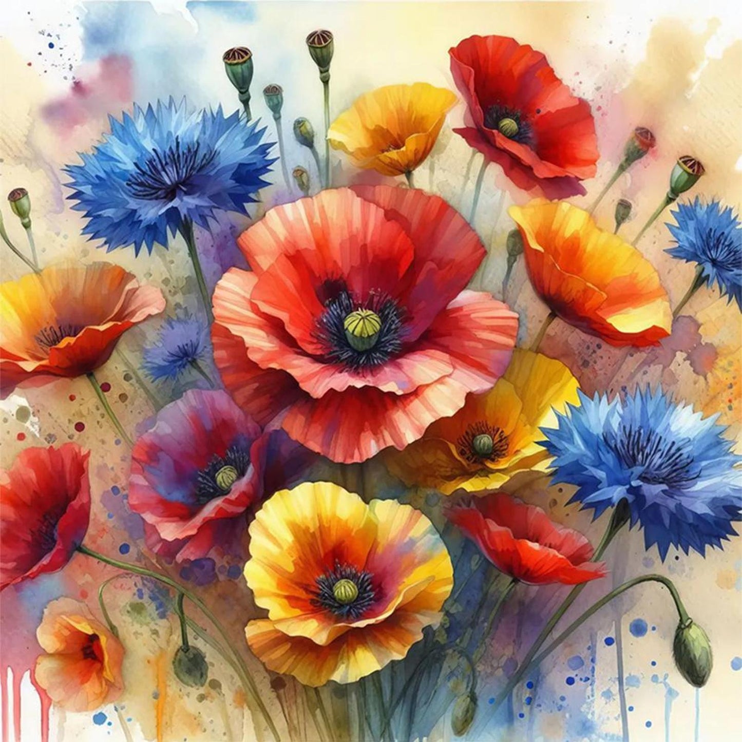Poppy - Full 11CT Counted Cross Stitch 40x40CM - Huacan