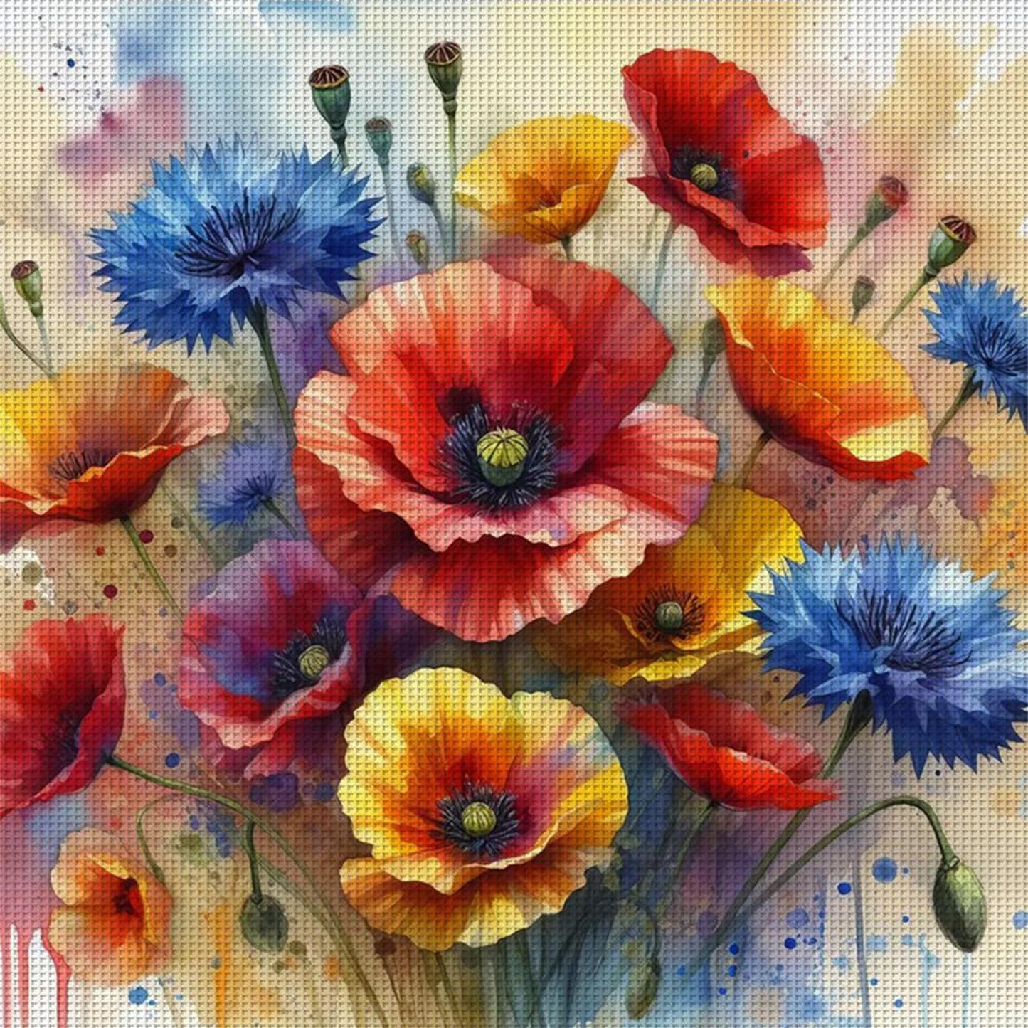 Poppy - Full 11CT Counted Cross Stitch 40x40CM - Huacan