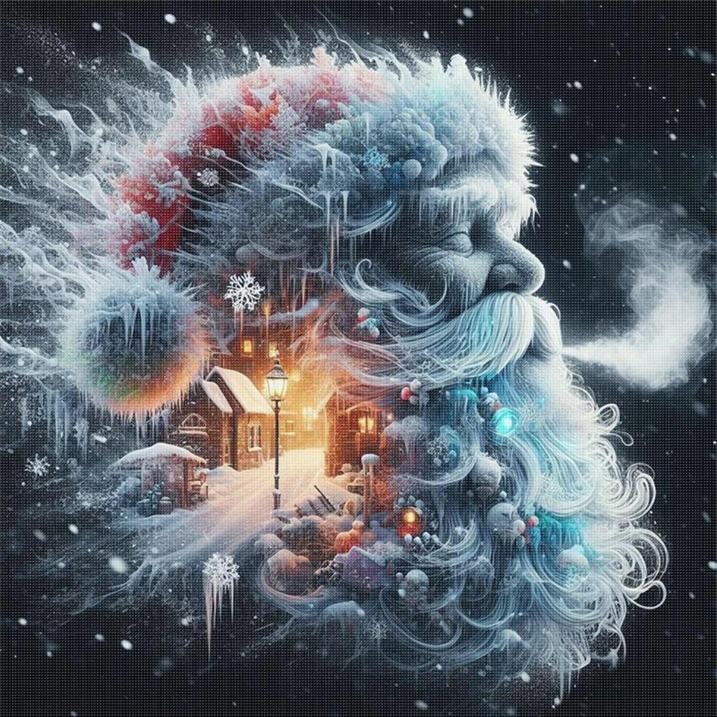 Santa Claus Silhouette - Full 11CT Stamped Cross Stitch 50x50CM - Huacan