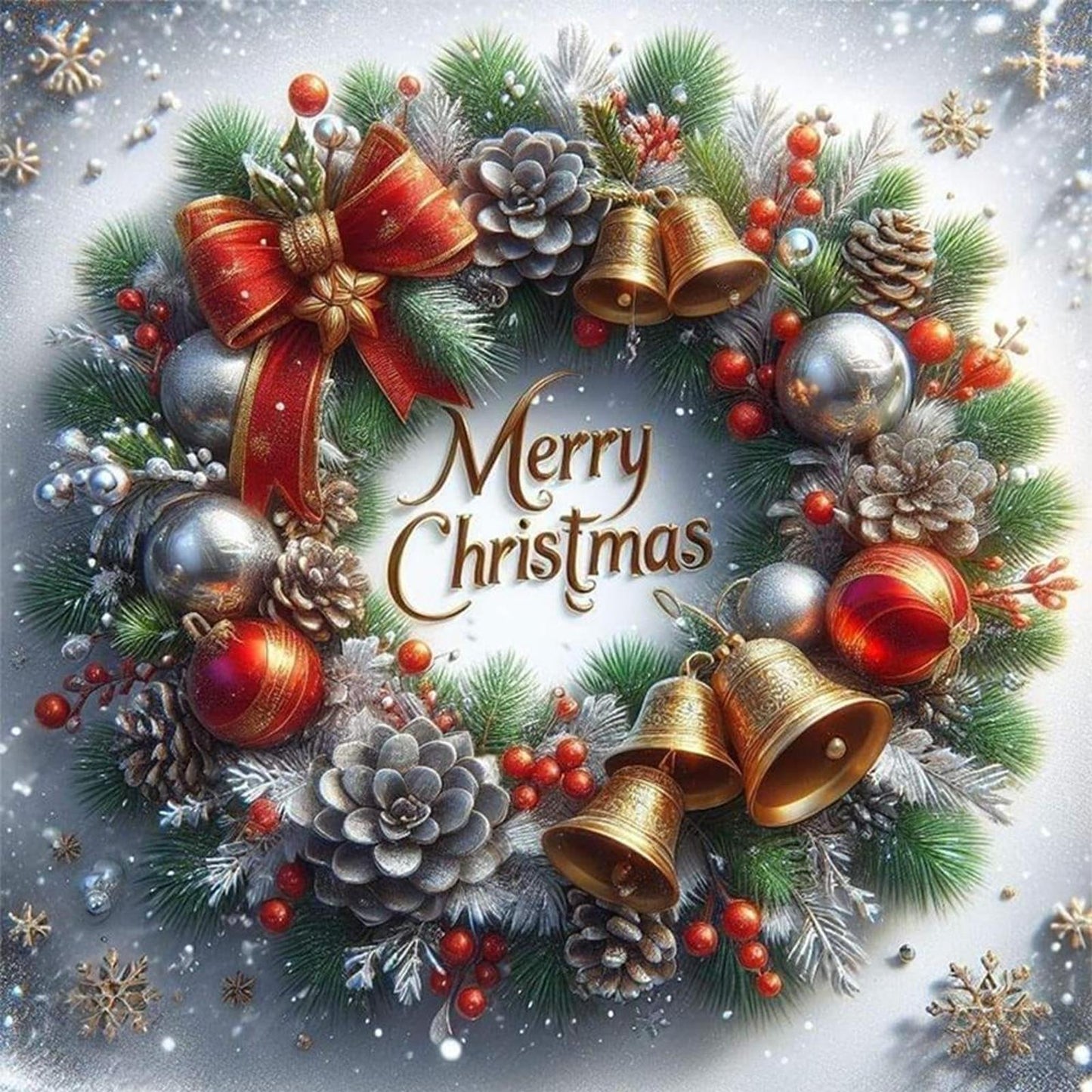 Christmas Pinecone Wreath - Full 11CT Stamped Cross Stitch 40x40CM - Huacan