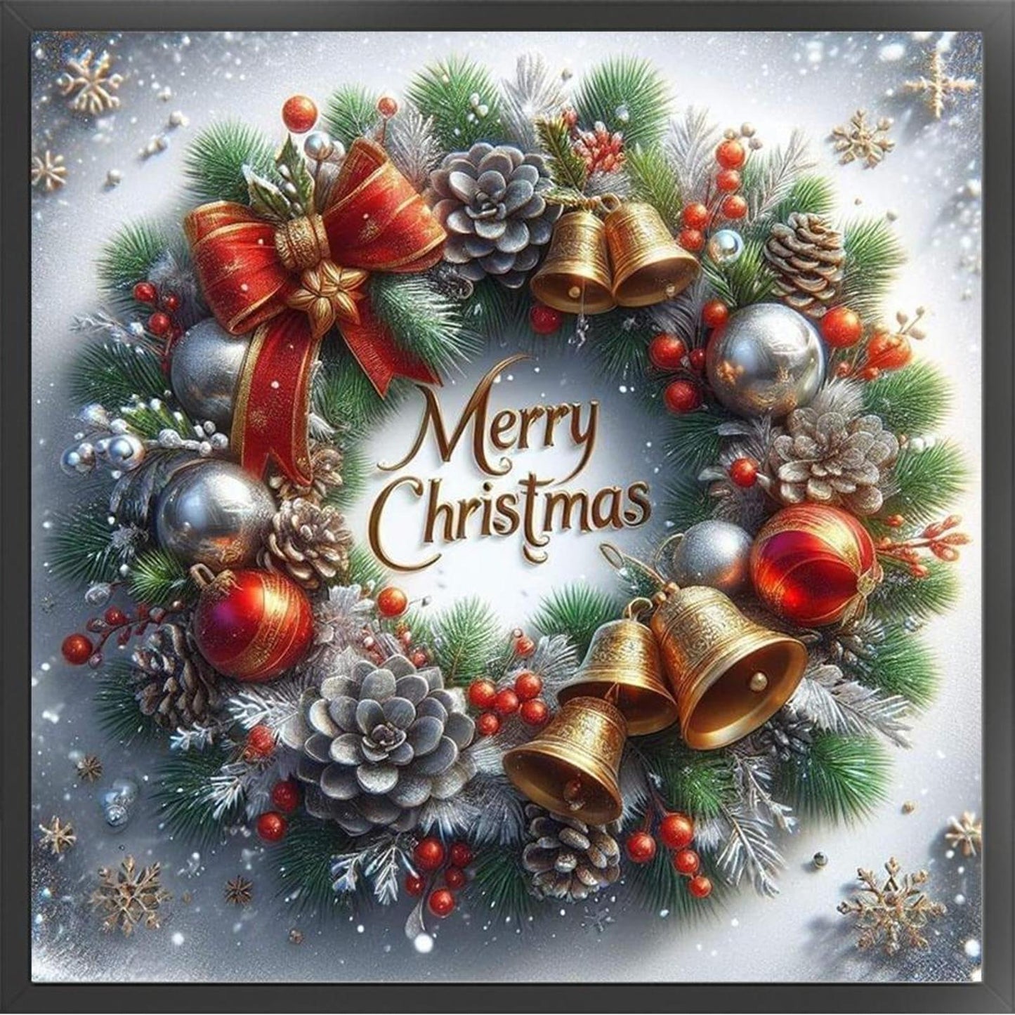 Christmas Pinecone Wreath - Full 11CT Stamped Cross Stitch 40x40CM - Huacan