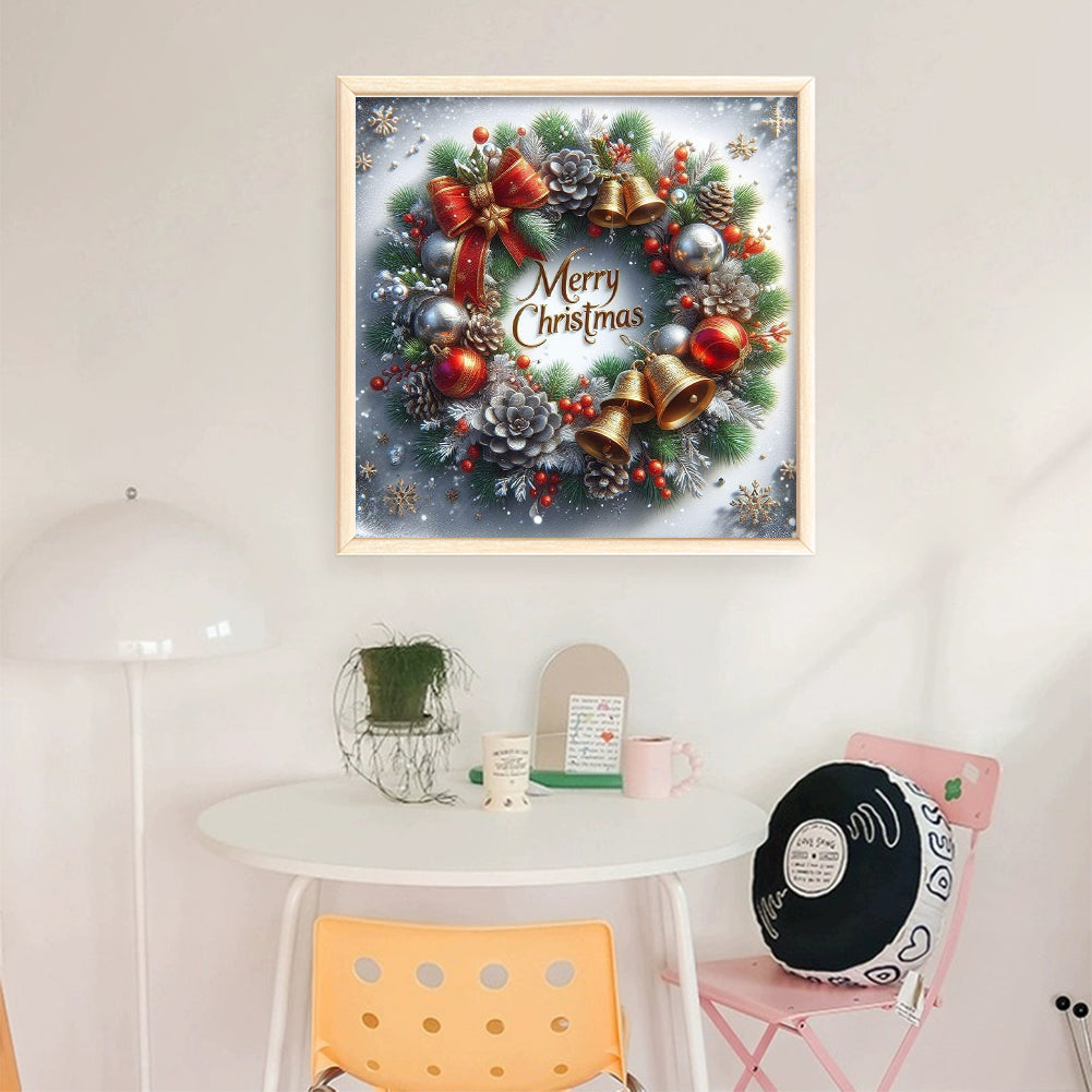 Christmas Pinecone Wreath - Full 11CT Stamped Cross Stitch 40x40CM - Huacan