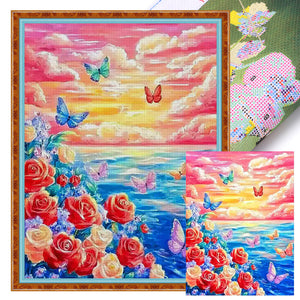 Colorful Clouds and Flowers - 50*62CM 11CT Stamped Cross Stitch（Mona Lisa Brand）