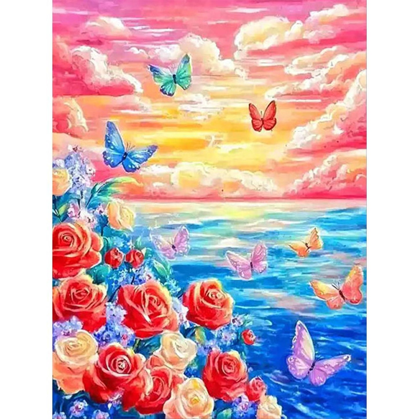 Colorful Clouds And Sea Of Flowers - Full 11CT Stamped Cross Stitch 50x62CM - Mona Lisa