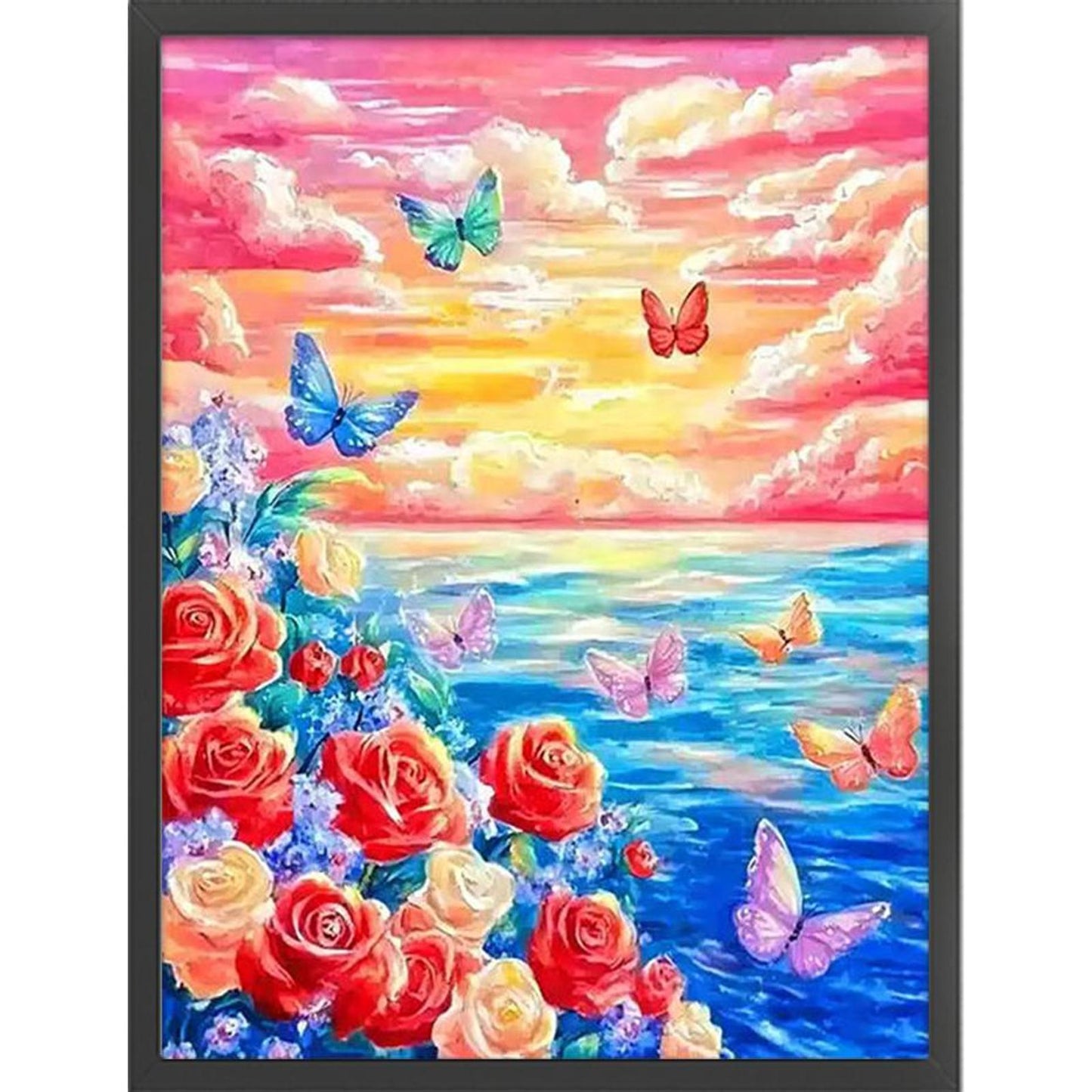 Colorful Clouds And Sea Of Flowers - Full 11CT Stamped Cross Stitch 50x62CM - Mona Lisa