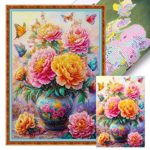 Peony Vase - 50*70CM 11CT Stamped Cross Stitch（Mona Lisa Brand）