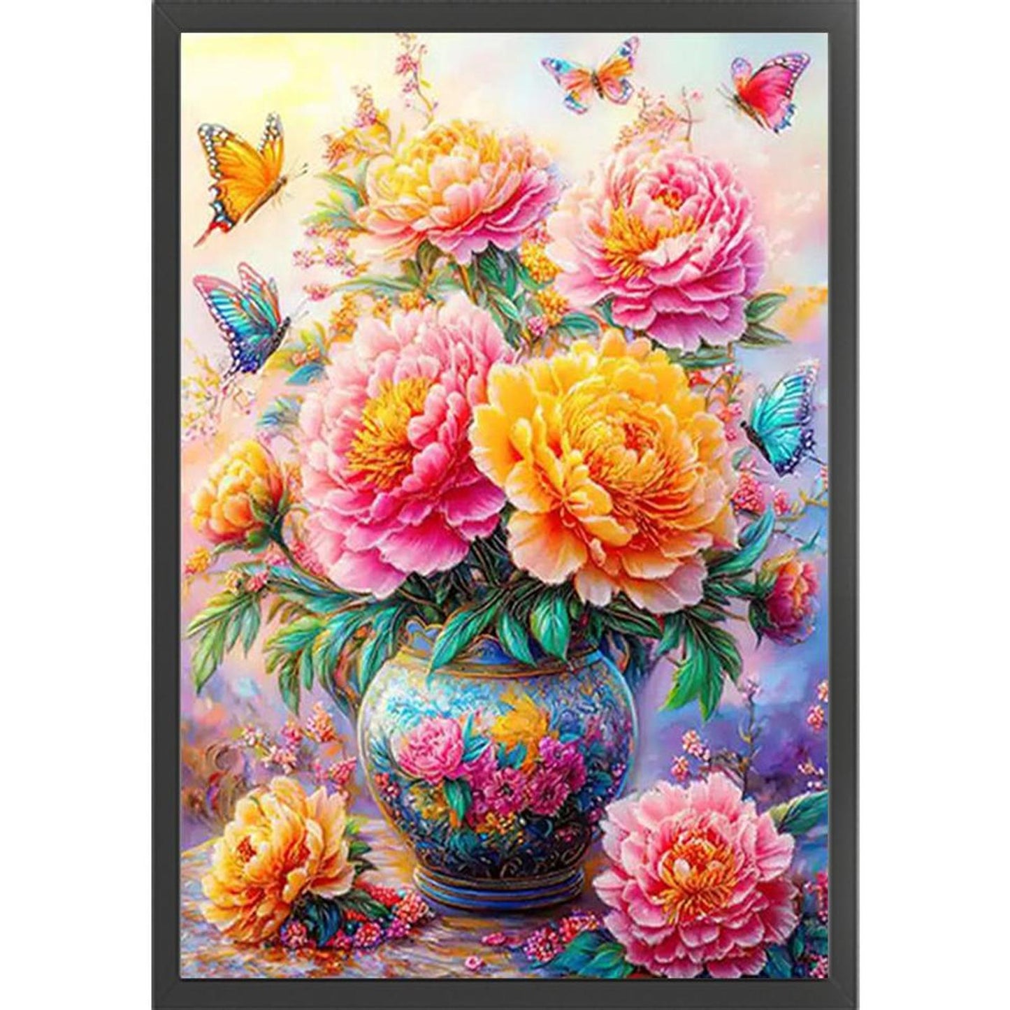 Peony Vase - Full 11CT Stamped Cross Stitch 50x70CM - Mona Lisa