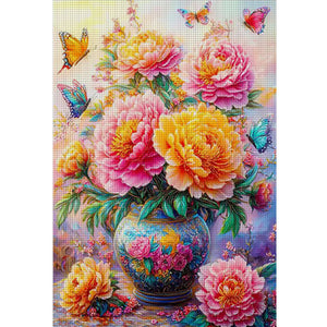 Peony Vase - 50*70CM 11CT Stamped Cross Stitch（Mona Lisa Brand）