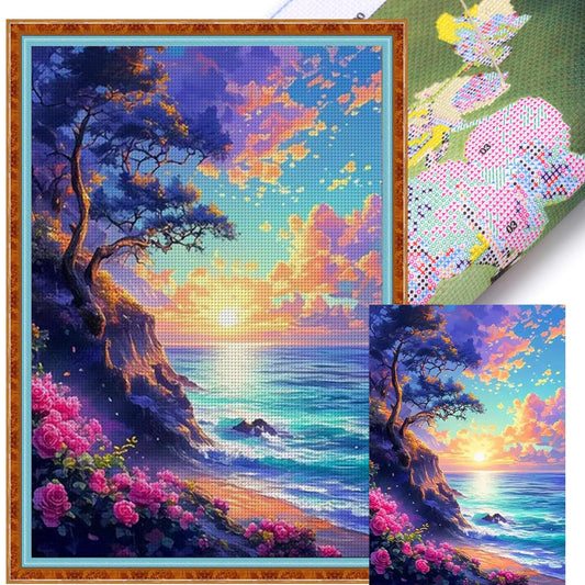 Rose Coast - Full 11CT Stamped Cross Stitch 50x70CM - Mona Lisa