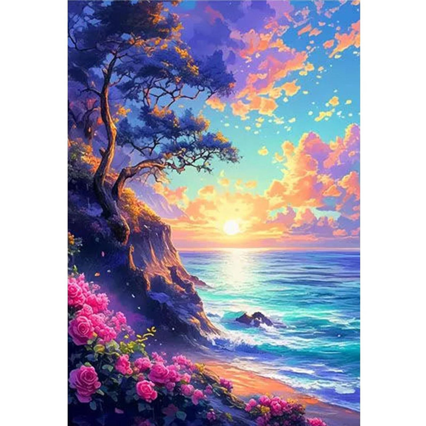 Rose Coast - Full 11CT Stamped Cross Stitch 50x70CM - Mona Lisa
