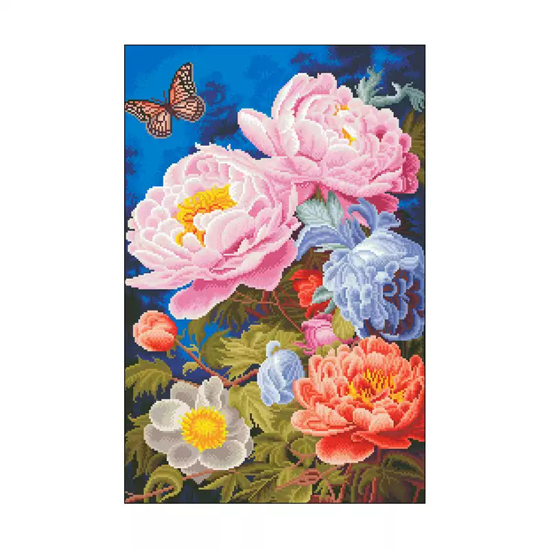 Peony - Full 11CT Stamped Cross Stitch 50x70CM - Mona Lisa