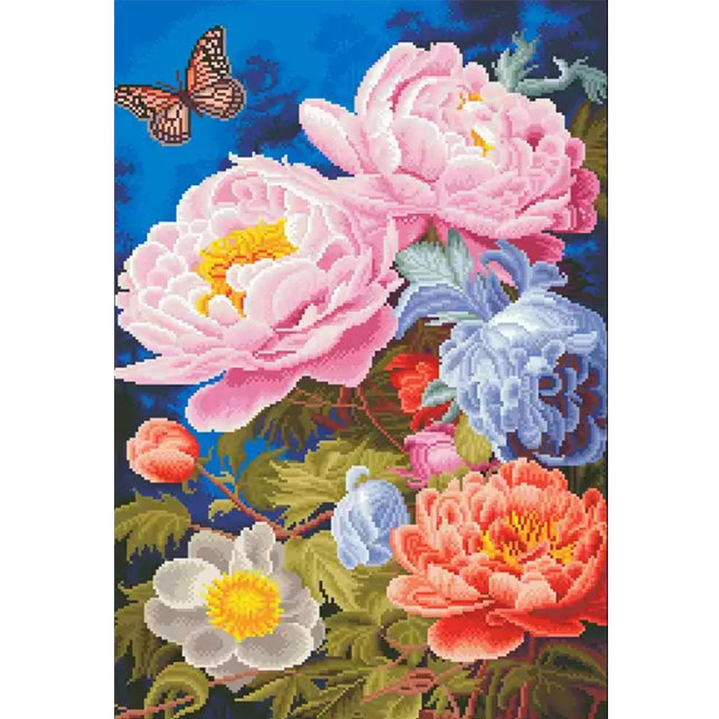 Peony - Full 11CT Stamped Cross Stitch 50x70CM - Mona Lisa