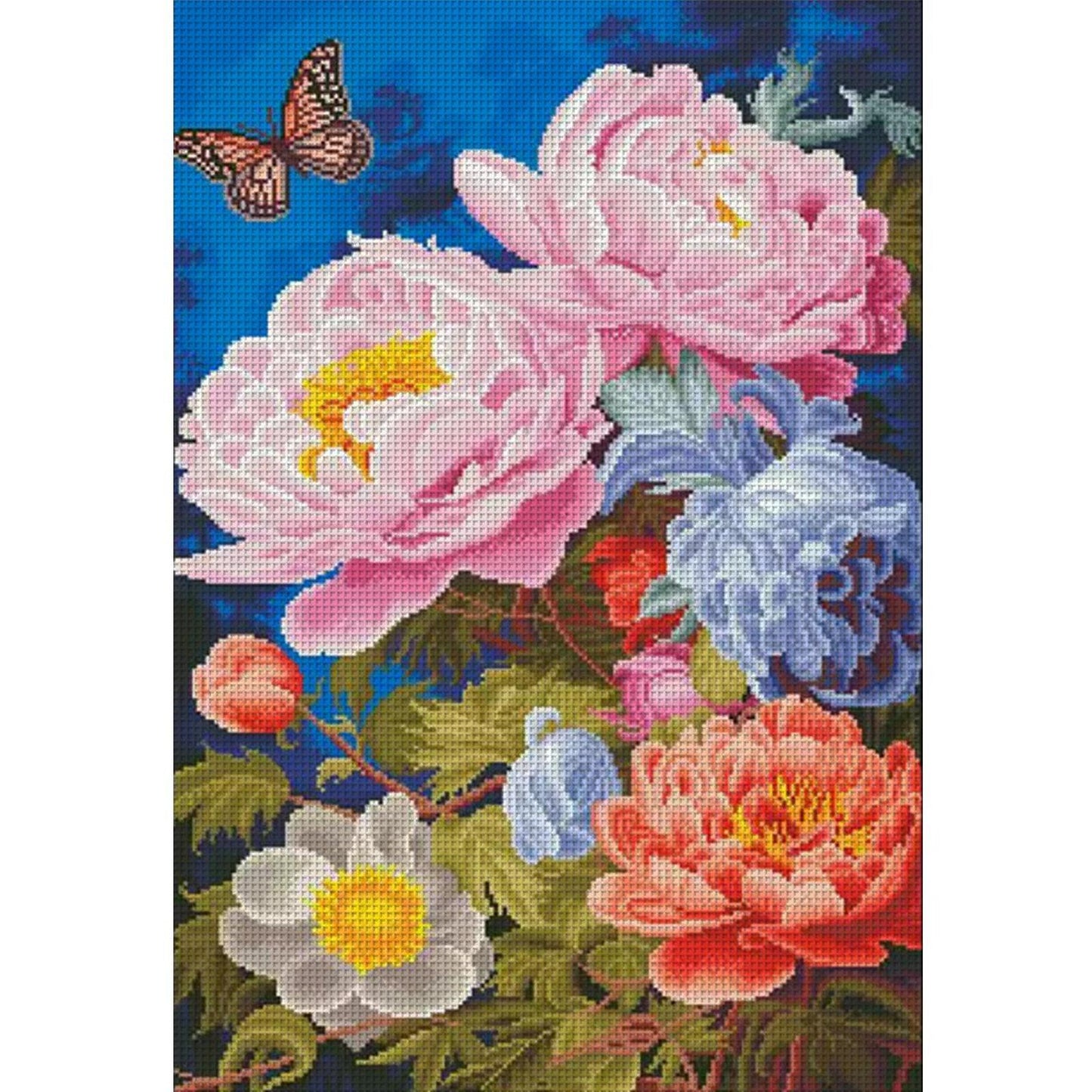 Peony - Full 11CT Stamped Cross Stitch 50x70CM - Mona Lisa