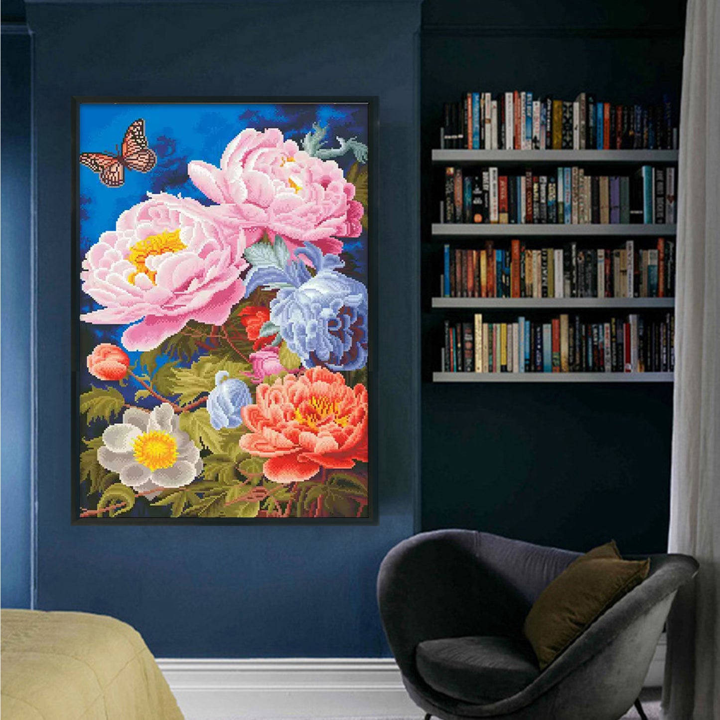 Peony - Full 11CT Stamped Cross Stitch 50x70CM - Mona Lisa