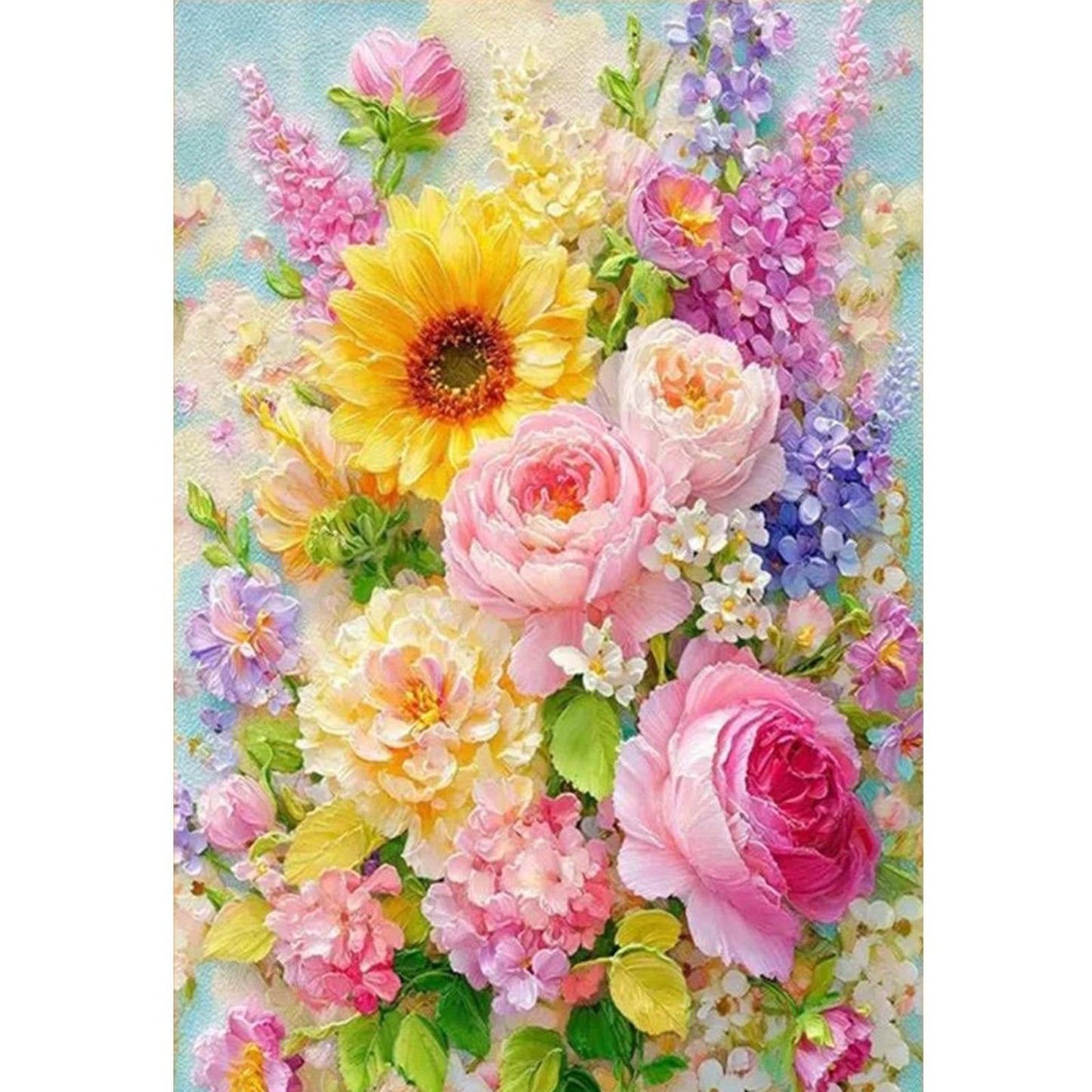Flourishing Flowers - Full 11CT Stamped Cross Stitch 55x75CM - Mona Lisa