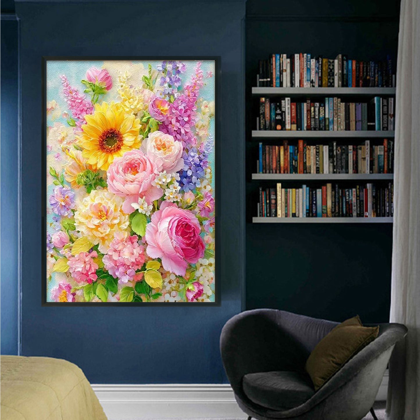 Flourishing Flowers - Full 11CT Stamped Cross Stitch 55x75CM - Mona Lisa