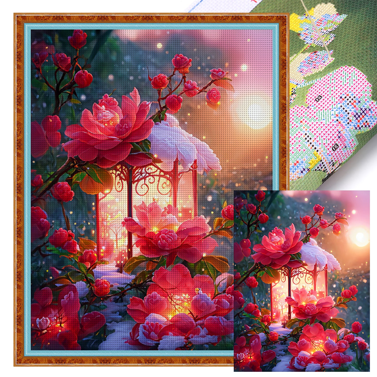 Camellia - Full 11CT Stamped Cross Stitch 50x68CM - Mona Lisa