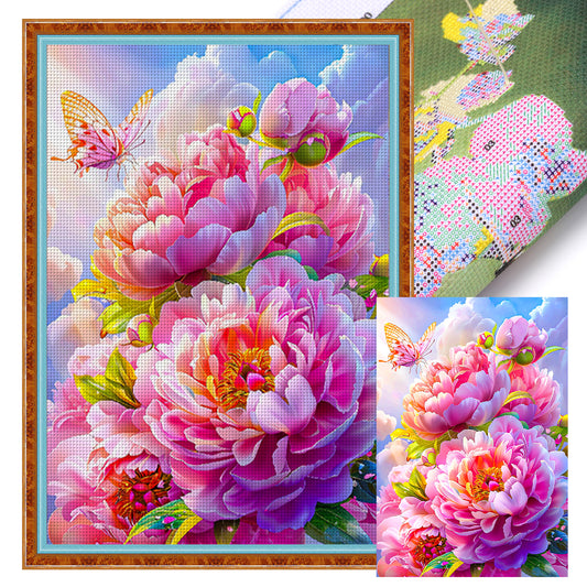 Peony - Full 11CT Stamped Cross Stitch 50x70CM - Mona Lisa